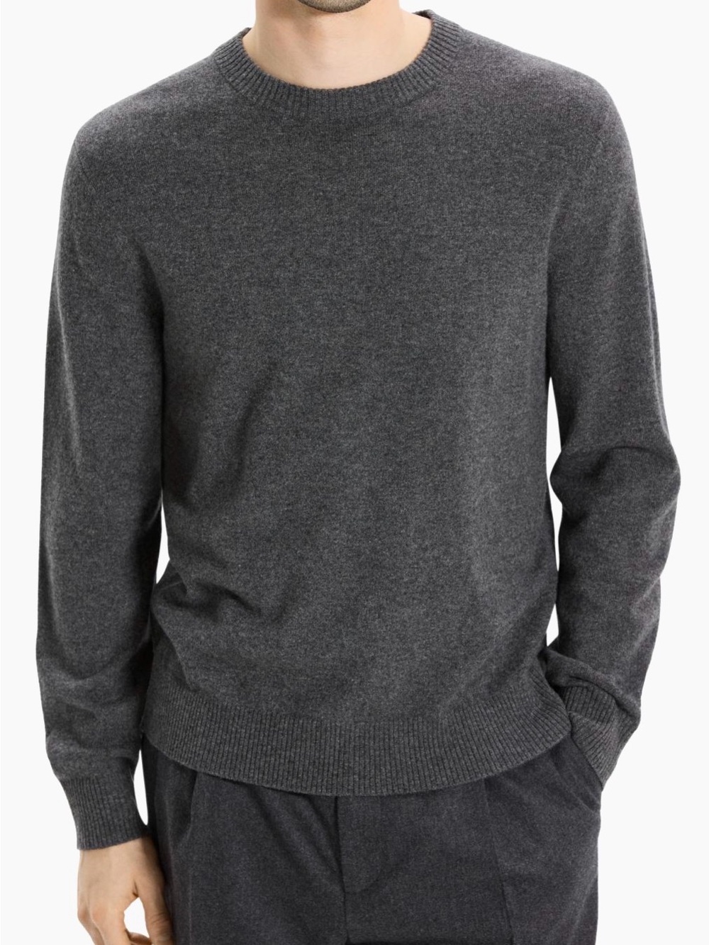 Theory 100% Cashmere Sweater Men’s M Charcoal Gray Crewneck Pullover Soft Preppy